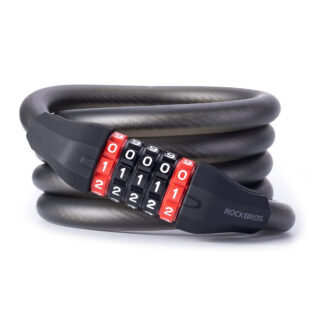 Rockbros RKS507 bicycle lock with 5-digit code, steel cable, 180 cm - black