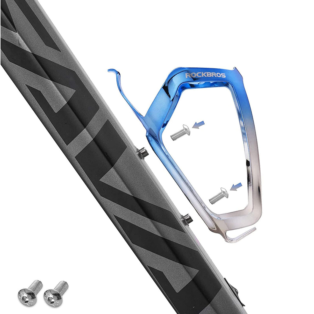 Rockbros RKL02 Aluminum Bottle Cage - Blue and Silver - imagine 6
