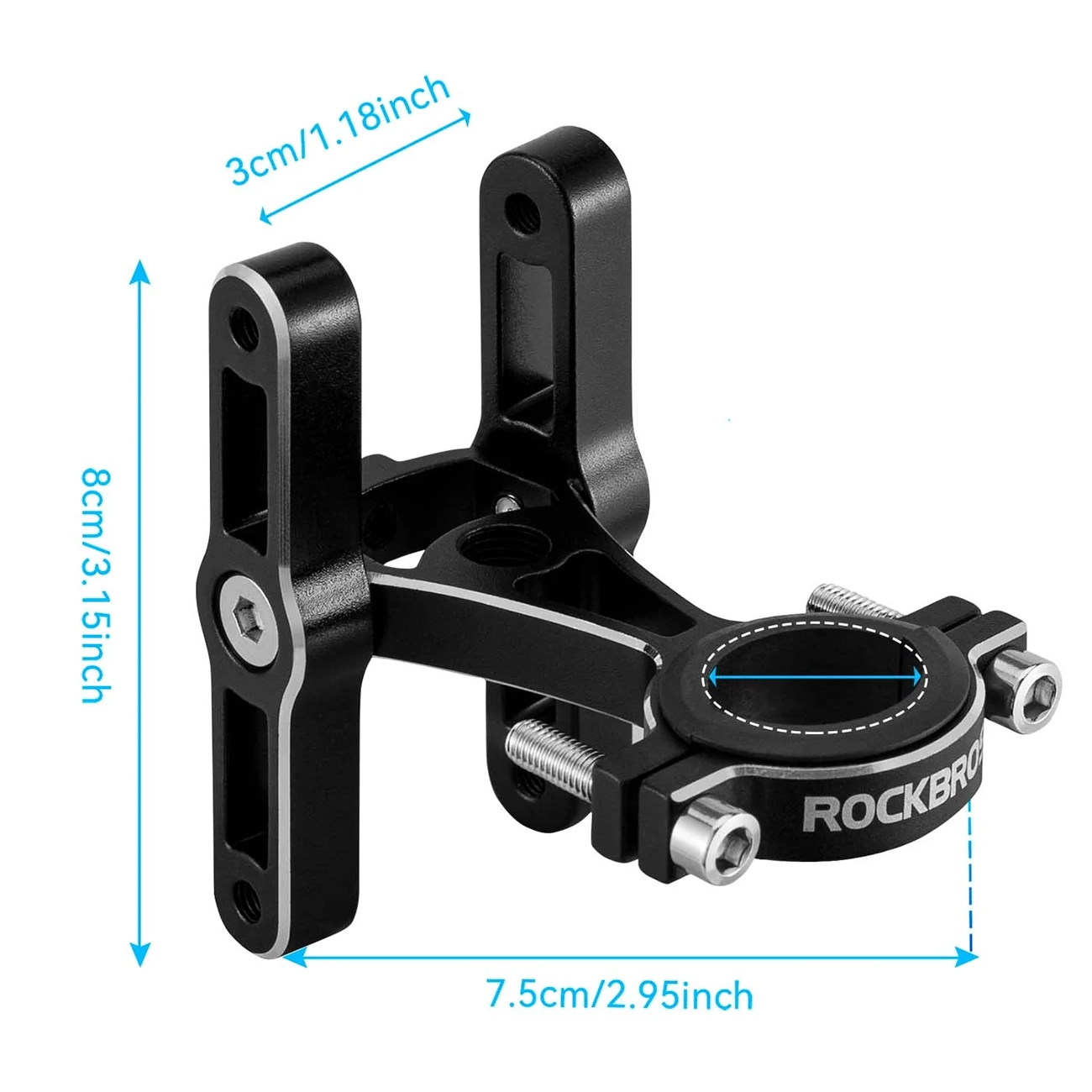 Rockbros KS-415 Aluminum Adjustable Bottle Cage Adapter - Black - imagine 5
