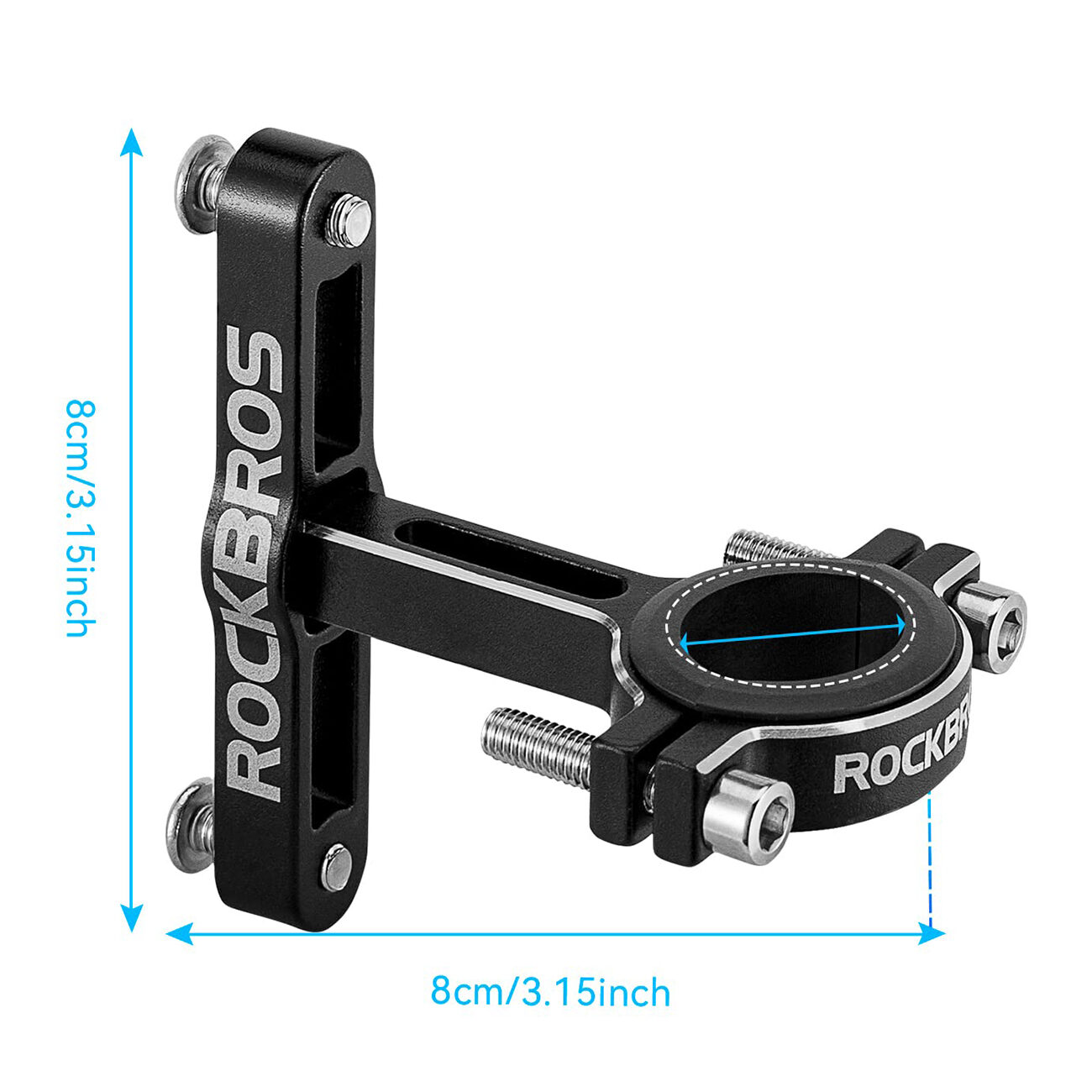 Rockbros KS-416 Adjustable Aluminum Bottle Cage Adapter - Black - imagine 2