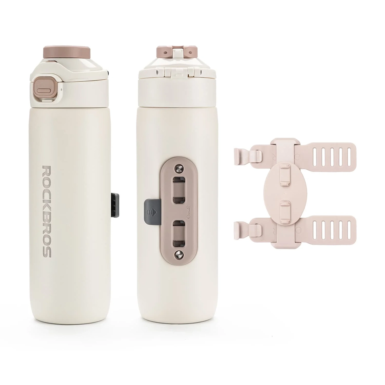 Rockbros S550H-1 700 ml Thermal Bottle with Magnetic Holder and Mounting Strap - Beige - imagine 2