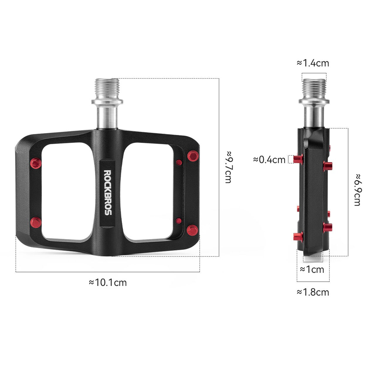 Rockbros BP2603 Platform Bicycle Pedals with Titanium Axle and Magnesium Alloy Bearings - Black - imagine 2