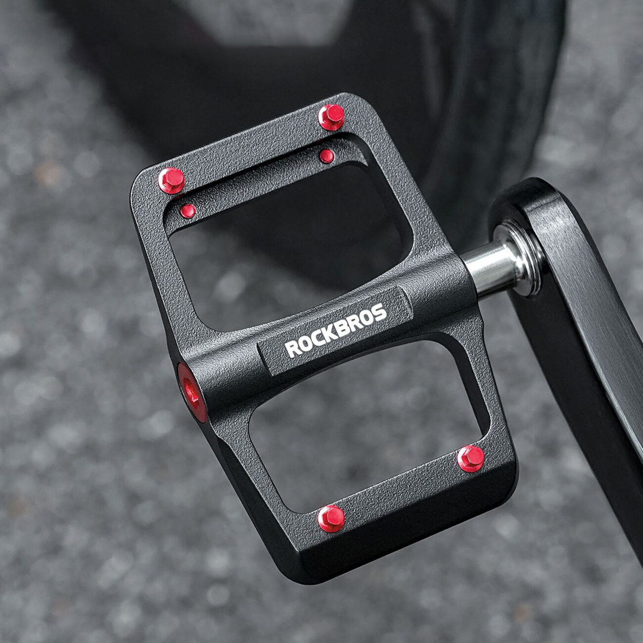 Rockbros BP2603 Platform Bicycle Pedals with Titanium Axle and Magnesium Alloy Bearings - Black - imagine 7