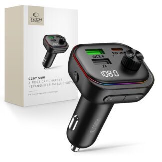 Tech-Protect CC07 3-Port PD 54W Car Charger + Bluetooth FM Transmitter - Black