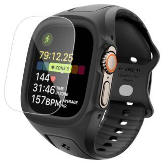 Strap z obudową Spigen Liquid Air Pro + Tempered glass 9H na Apple Watch Ultra 49 mm - black