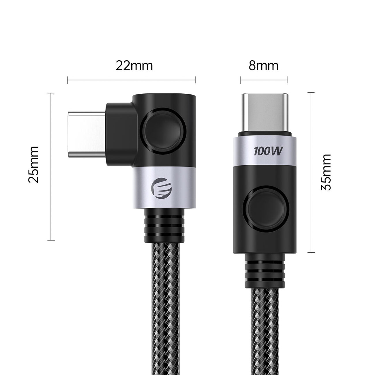 C2C PD100W Laptop Fast Charging Cable (Right Angle) black 1m - imagine 3