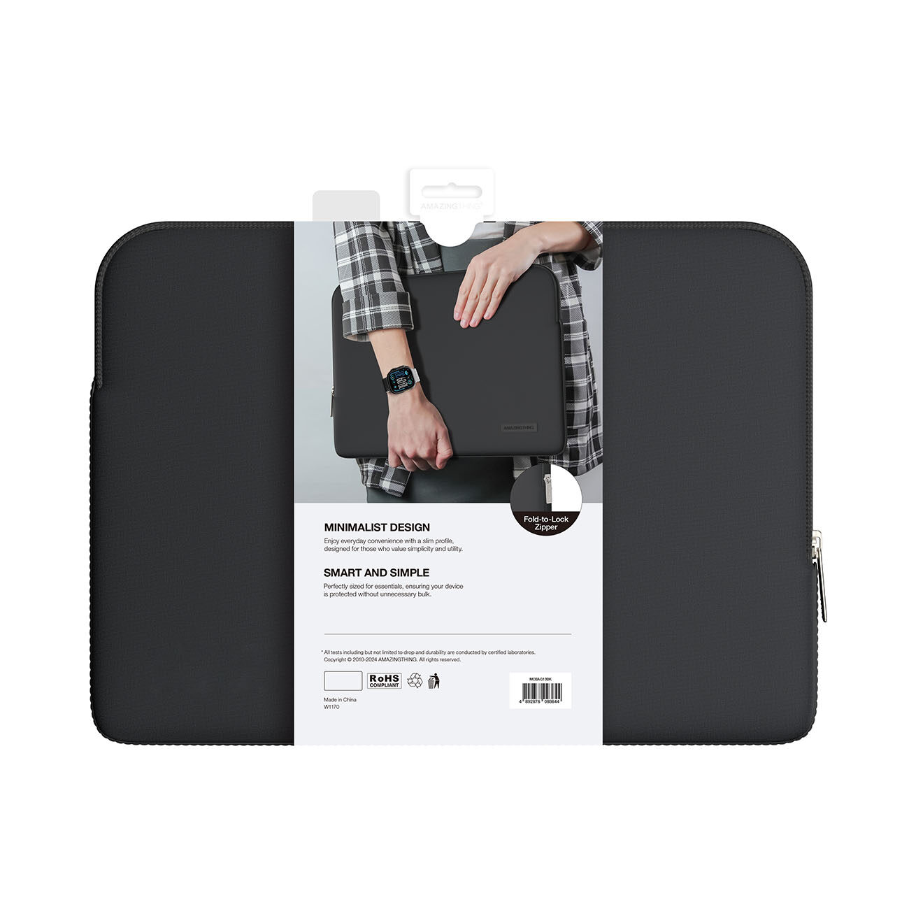 AmazingThing Minimal BasicBag Laptop Bag for MacBook Neo 13" - Black - imagine 3