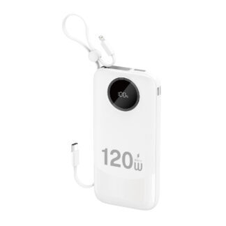 Dudao K13 10000mAh Powerbank with Built-in Cable - White