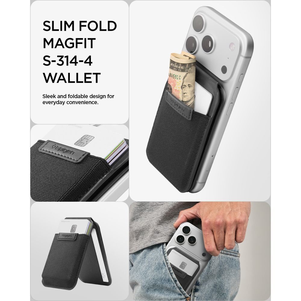 Spigen Slim Fold S314-4 MagSafe Phone Wallet - Black - imagine 9