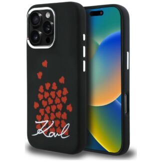 Karl Lagerfeld Silicone Heart Sign Logo MagSafe Case for iPhone 16 Pro - Black