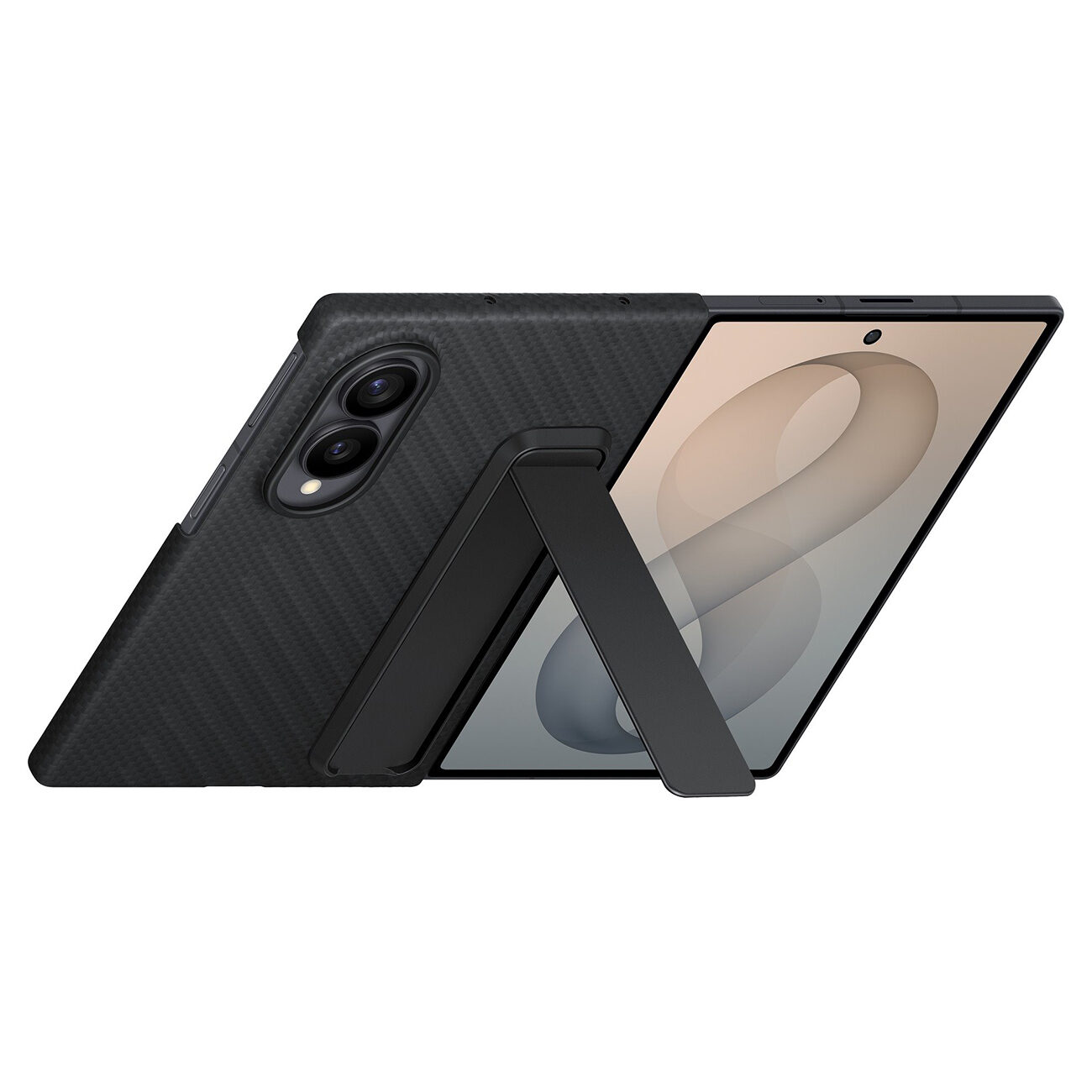 Samsung Carbon Standing Case EF-XF971SBE for Samsung Galaxy Z Fold 8 with stand + 2 anti-reflective films - black - imagine 3