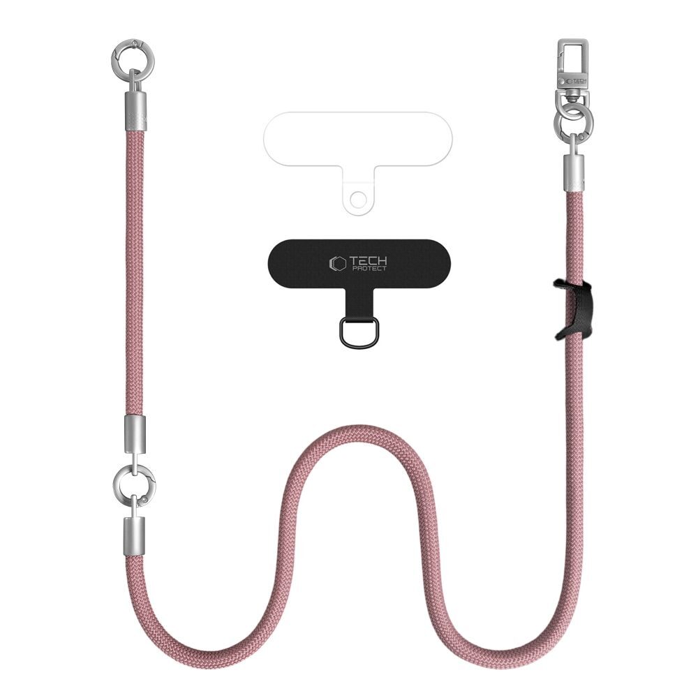Tech-Protect C10S Crossbody Phone Lanyard (114 cm) + Wrist Strap (31 cm) - Pink Titanium - imagine 2