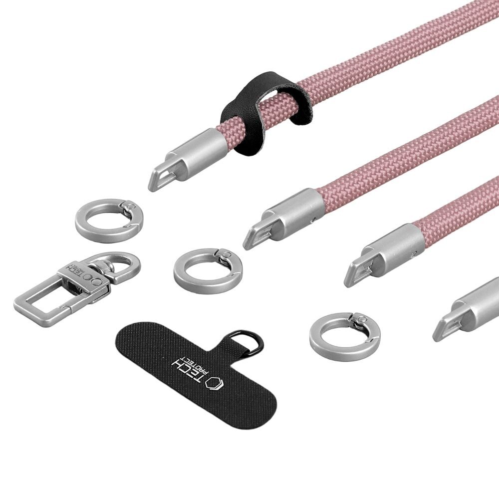 Tech-Protect C10S Crossbody Phone Lanyard (114 cm) + Wrist Strap (31 cm) - Pink Titanium - imagine 3