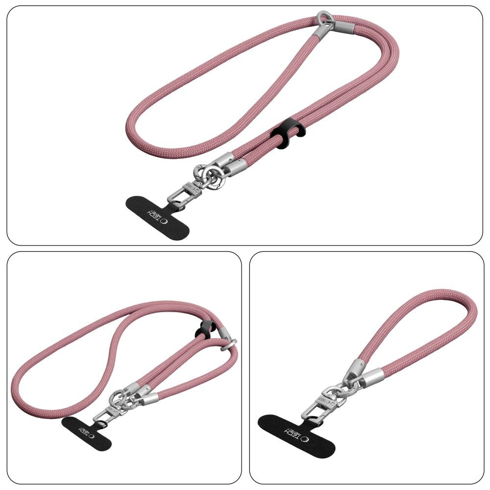 Tech-Protect C10S Crossbody Phone Lanyard (114 cm) + Wrist Strap (31 cm) - Pink Titanium - imagine 5