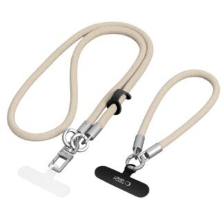 Tech-Protect C10S Crossbody Phone Lanyard (114 cm) + Wrist Strap (31 cm) - Beige Titanium