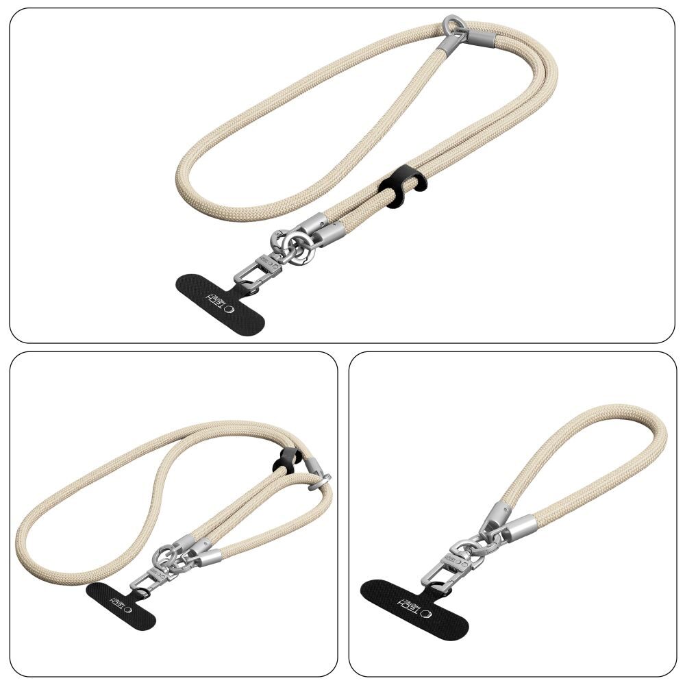 Tech-Protect C10S Crossbody Phone Lanyard (114 cm) + Wrist Strap (31 cm) - Beige Titanium - imagine 4