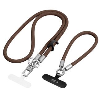 Tech-Protect C10S Crossbody phone lanyard (114 cm) + wrist strap (31 cm) - brown-titanium