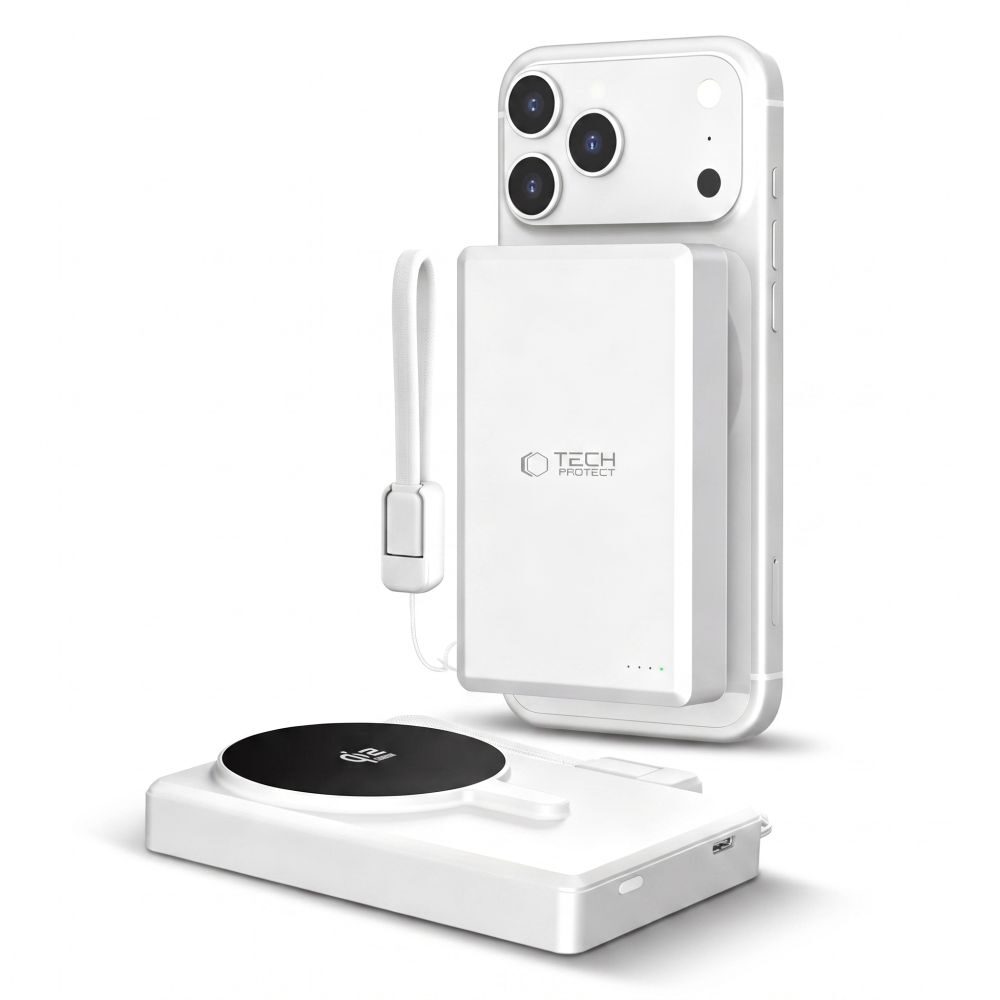 TECH-PROTECT PB40 LIFEMAG MagSafe POWER BANK 10000MAH 25W QI2.2 WHITE/SILVER - imagine 2