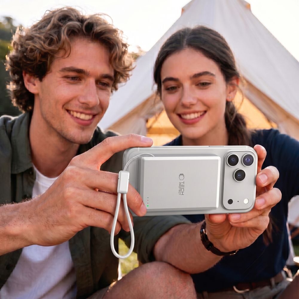 TECH-PROTECT PB40 LIFEMAG MagSafe POWER BANK 10000MAH 25W QI2.2 WHITE/SILVER - imagine 5
