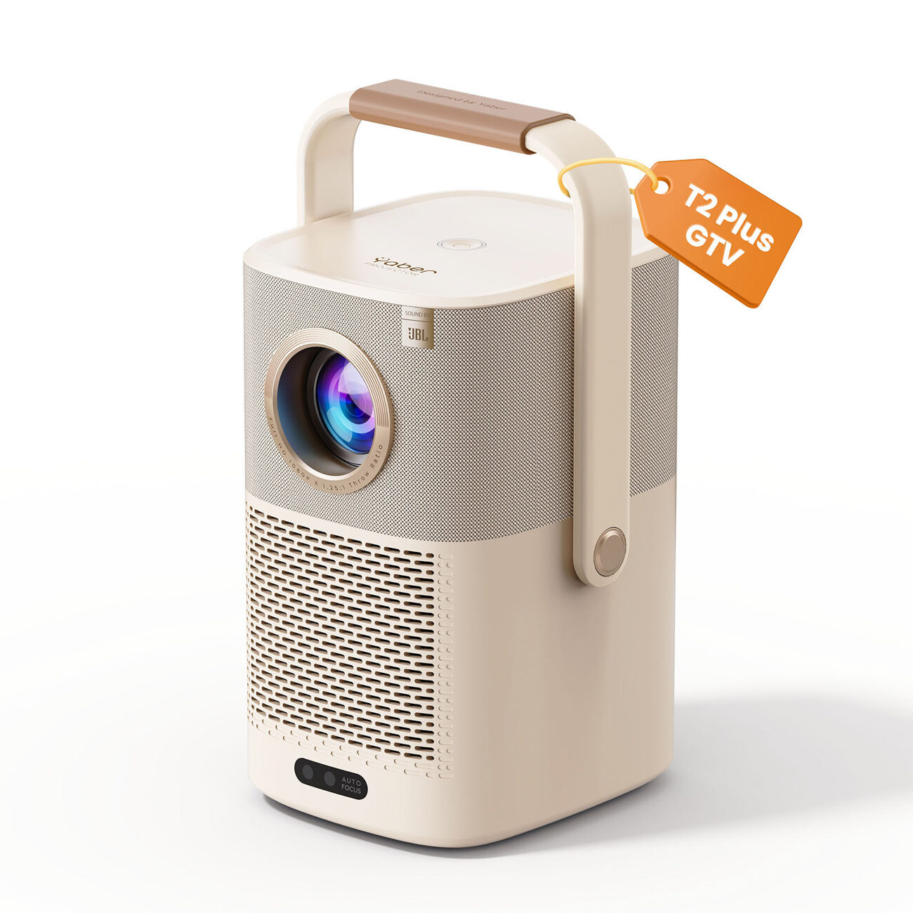 Yaber T2 Plus GTV 1080p 450 ANSI Google TV JBL Dolby Audio Multimedia Projector with Battery - Beige - imagine 2