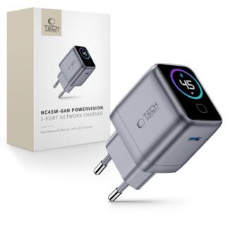 Tech-Protect PowerVision NC45W-GaN 1-Port PD 45W Wall Charger - Dark Gray