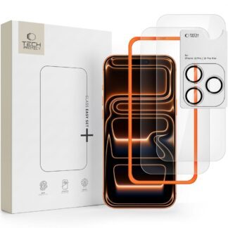Tech-Protect Easy Set+ 2-Pack Tempered Glass for the Display and Tempered Glass for the Lens for iPhone 18 Pro