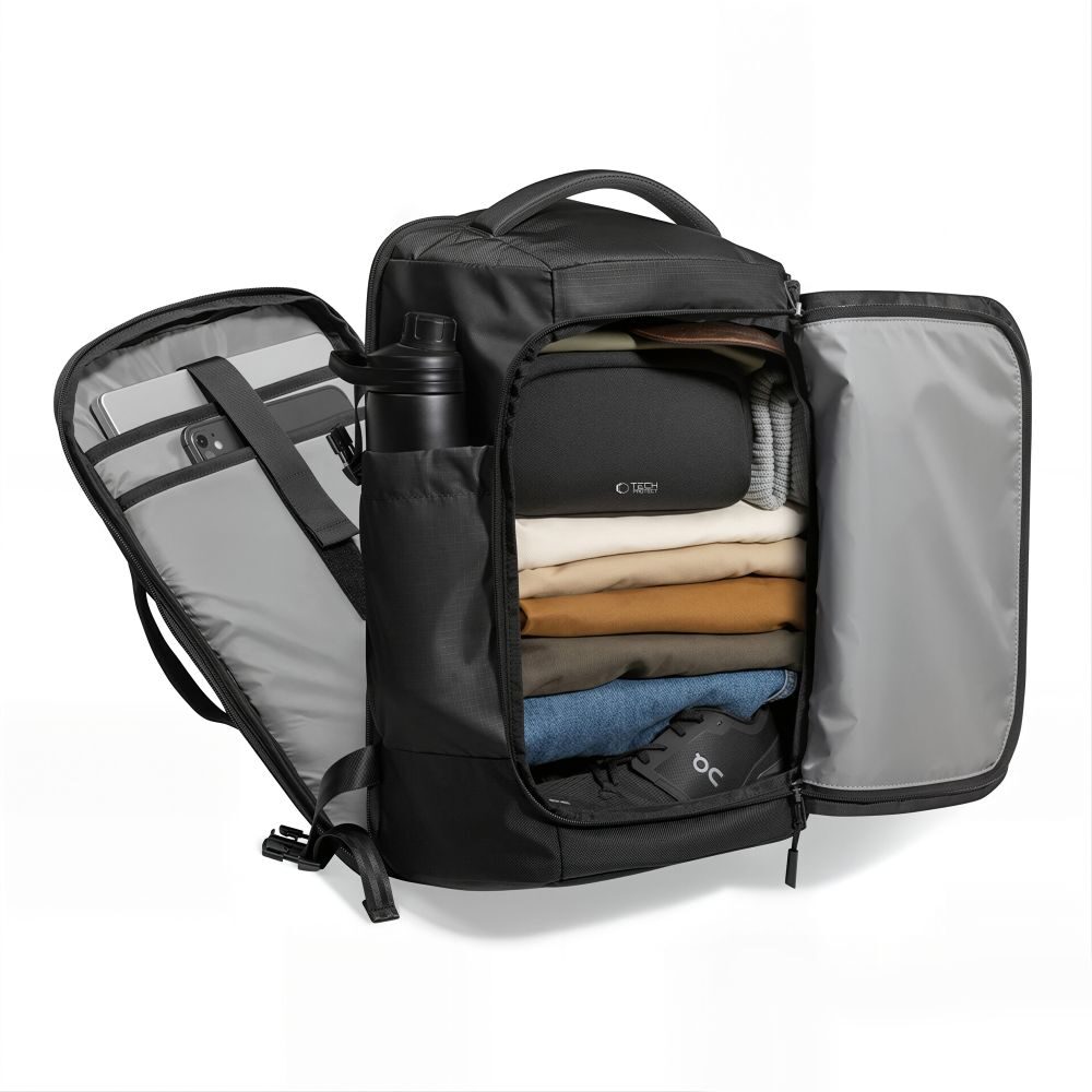 Tech-Protect Defender S70 RYANAIR & WIZZAIR 24L Laptop Backpack - Black - imagine 4
