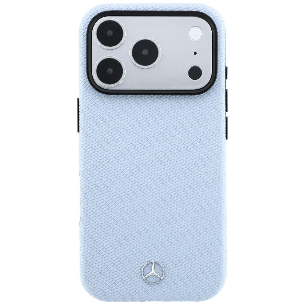Mercedes Leather Semi Wrap Wood Effect MagSafe Case for iPhone 17 Pro Max / 18 Pro Max - Blue - imagine 3