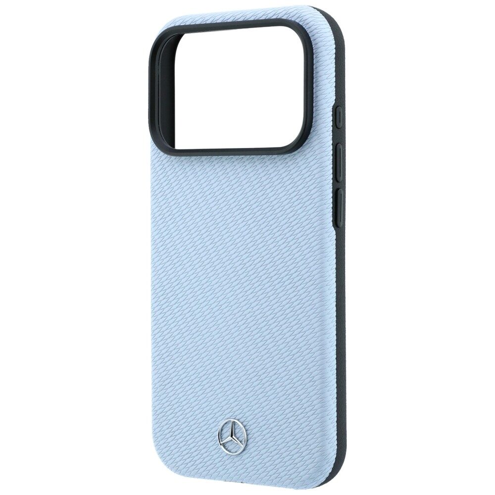 Mercedes Leather Semi Wrap Wood Effect MagSafe Case for iPhone 17 Pro Max / 18 Pro Max - Blue - imagine 6