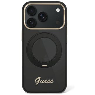 Guess IML Ring Stand 360 Script Metal Logo MagSafe Case for iPhone 17 Pro Max / 18 Pro Max - Black