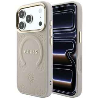 Guess Saffiano Peony & Ring MagSafe case for iPhone 17 Pro / 18 Pro - pink