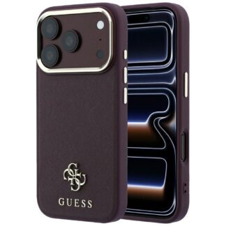 Guess Saffiano Small 4G & Classic Logo MagSafe Case for iPhone 18 Pro / 17 Pro - Burgundy
