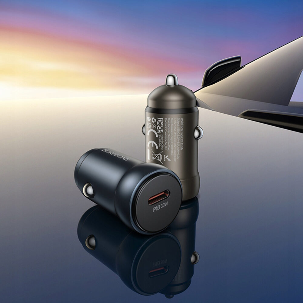 R06 Borofone - Car Charger Fresh (BZ32) - Type-C, Fast Charge, Single Port, 30W (PD/QC/FCP/AFC), for 12-24V - Metal Gray - imagine 3