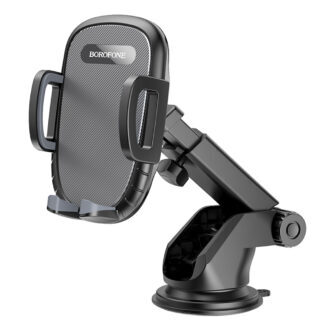 R06 Borofone - Car Holder Windy (BH53) - with Suction Cup, for Dashboard/Windshield, 4.5-6.7" Phone - Black Grey