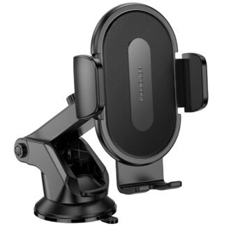 R06 Borofone - Car Holder Rio (BH134) - for Dashboard/Windshield, 360° Adjust, ABS, Silicone, 4.5–7" - Black