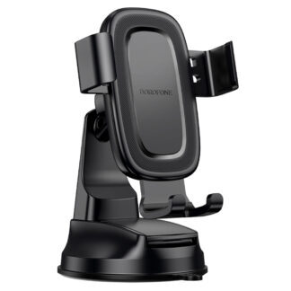 R06 Borofone - Car Holder Follower Gravity (BH130) - for Dashboard/Windshield, 360° Adjust, ABS, Silicone, 6.1-7" - Black