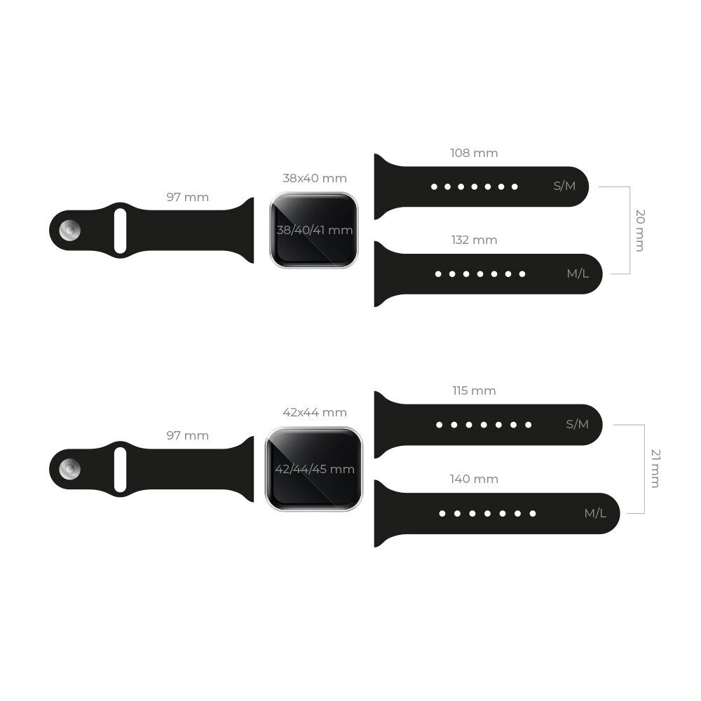 Silicone band S / M for Apple Watch 38 / 40 / 41mm black - imagine 3