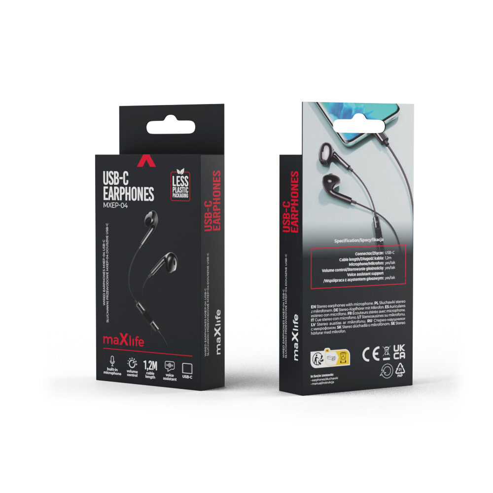 Maxlife wired earphones MXEP-04 USB-C black - imagine 10
