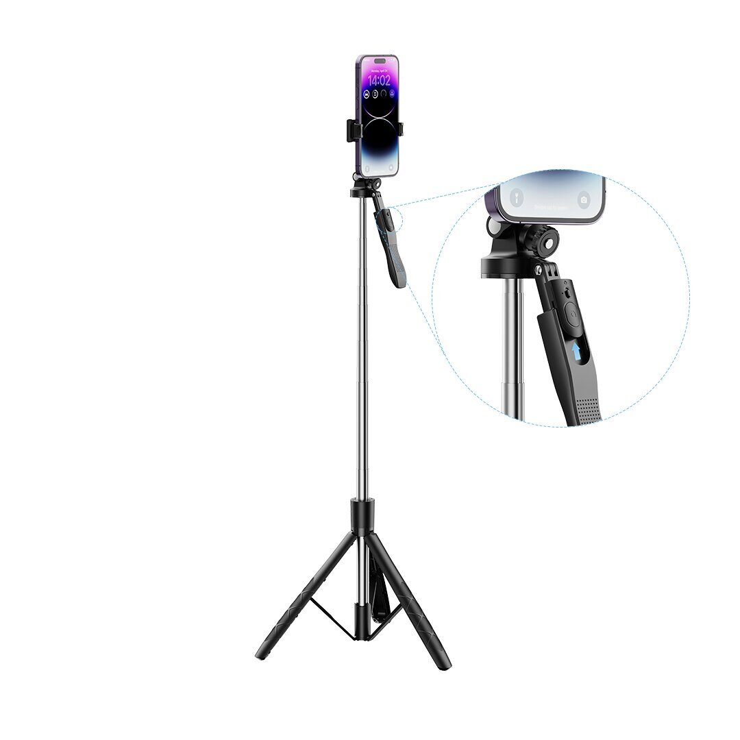XO selfie stick Bluetooth tripod SS15 black 180cm - imagine 2