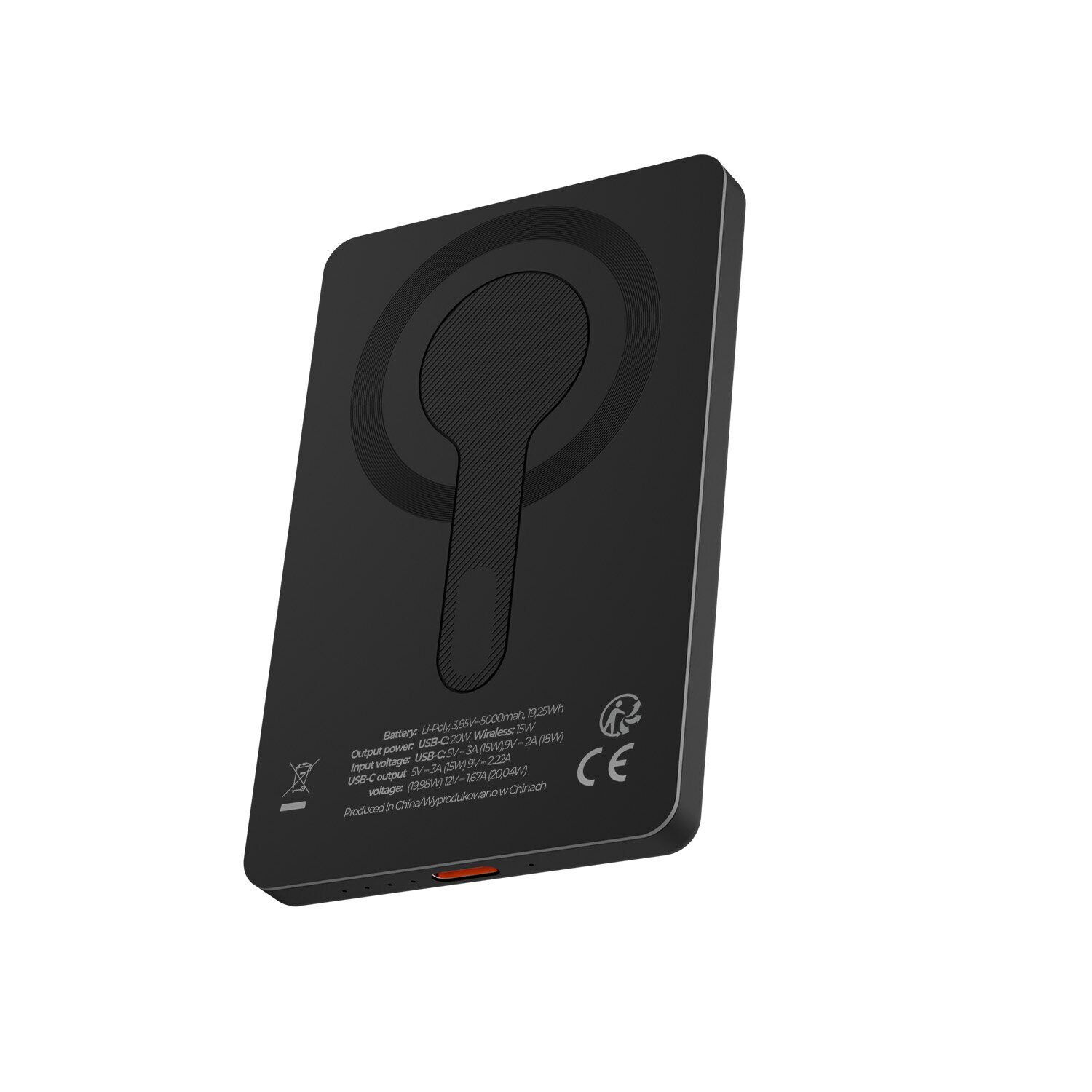 Maxlife wireless power bank MXPB-05 bkt 20W PD 5000 mAh magnetic black - imagine 2