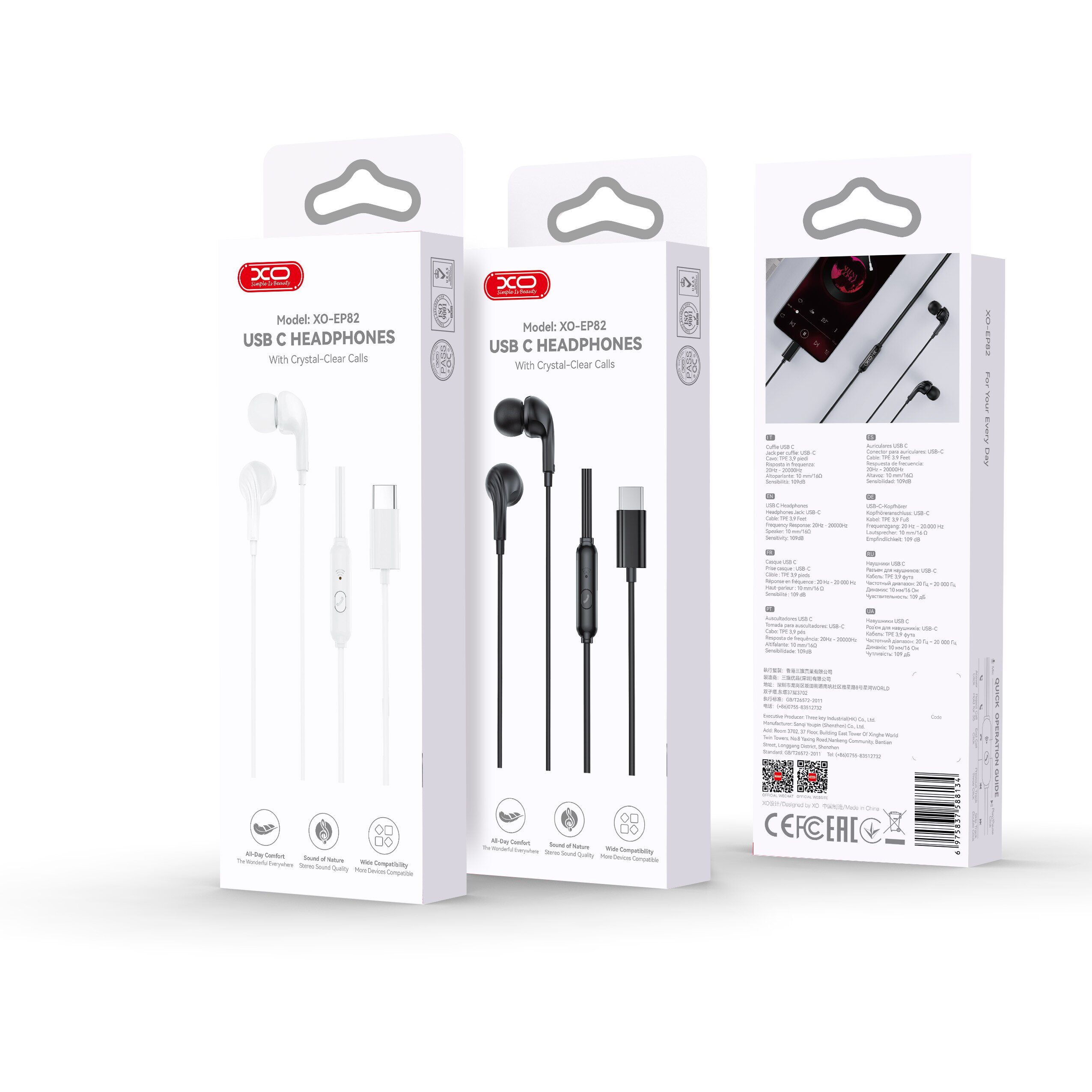 XO wired earphones EP82 USB-C black - imagine 4