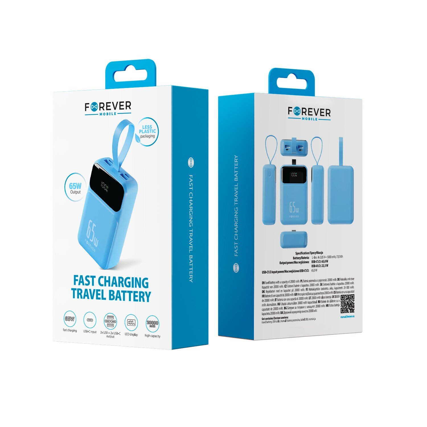 Forever power bank Vibe-TB65 PD QC 65W 20000 mAh sky blue - imagine 5