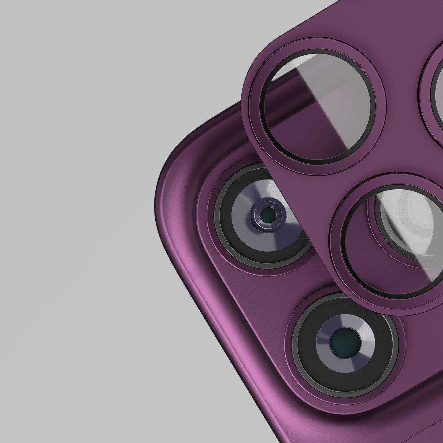 Etteri full camera lens guard for iPhone 18 Pro Max dark cherry - imagine 3