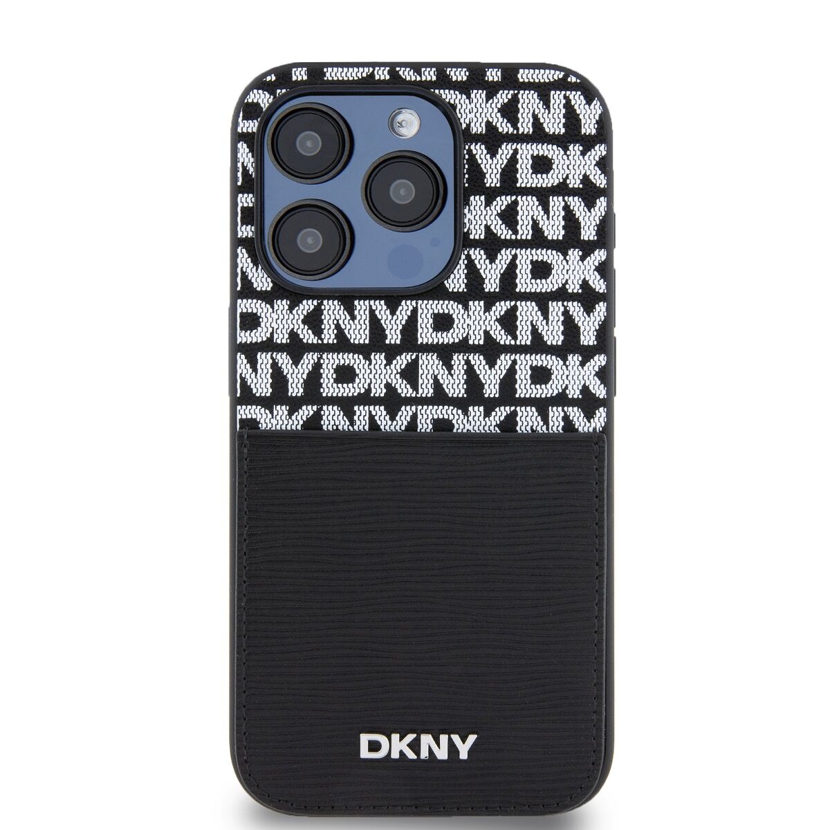 DKNY PU Leather Repeat Pattern Card Pocket Case for iPhone 14 Pro Max Black - imagine 2