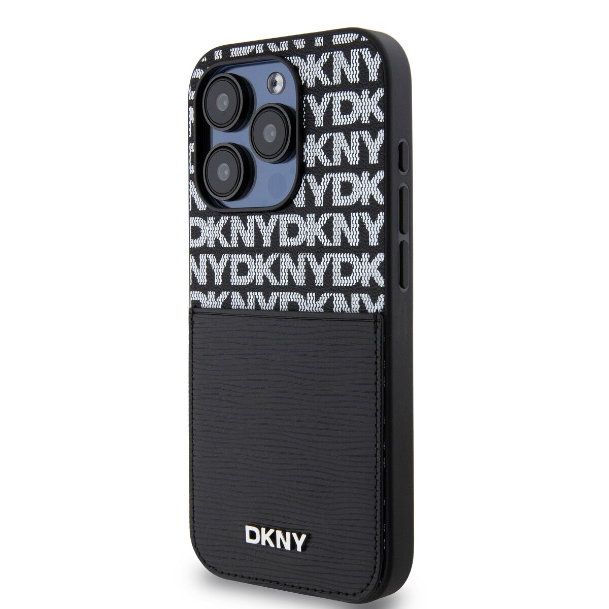 DKNY PU Leather Repeat Pattern Card Pocket Case for iPhone 14 Pro Max Black - imagine 3