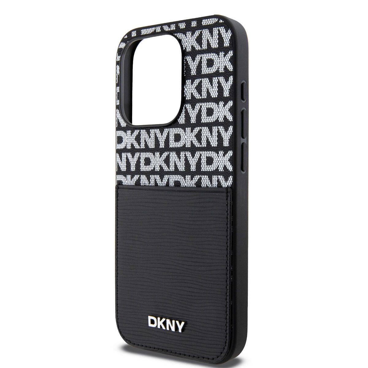 DKNY PU Leather Repeat Pattern Card Pocket Case for iPhone 14 Pro Max Black - imagine 4