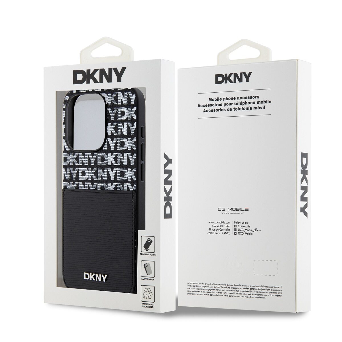 DKNY PU Leather Repeat Pattern Card Pocket Case for iPhone 14 Pro Max Black - imagine 6
