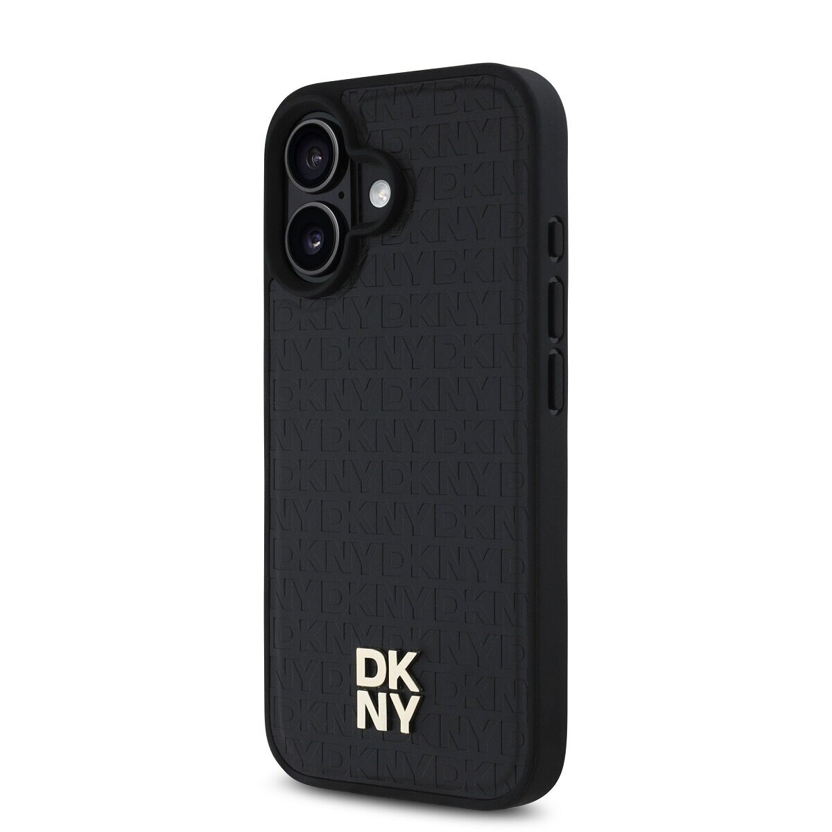 DKNY PU Leather Repeat Pattern Stack Logo MagSafe Case for iPhone 16 Plus Black - imagine 3