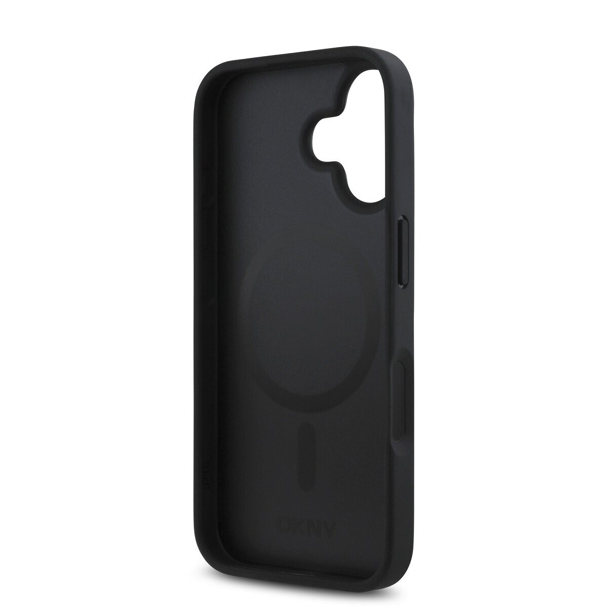 DKNY PU Leather Repeat Pattern Stack Logo MagSafe Case for iPhone 16 Plus Black - imagine 5