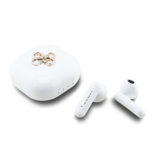 Guess 4G Metal Logo TWS Wireless Earphones White